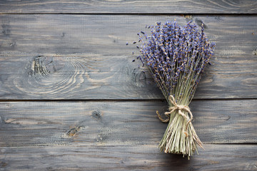 Dried lavender on wooden table