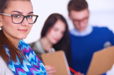 Portrait of attractive female  designer in office