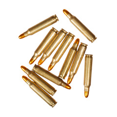 Rifle bullets isolated on white.