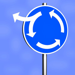 Sign roundabout with direction change