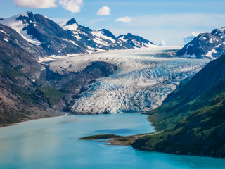 Mountain range and glacier