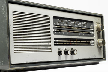 Fototapeta premium Old radio receiver on white