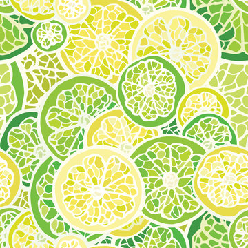 Seamless pattern with lime and lemon