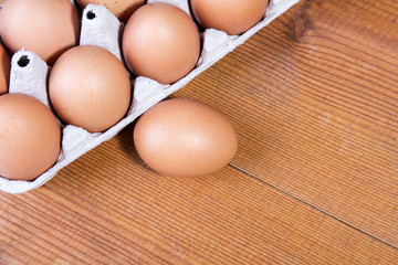 eggs on a wooden table 