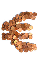 Euro sign of euro coins