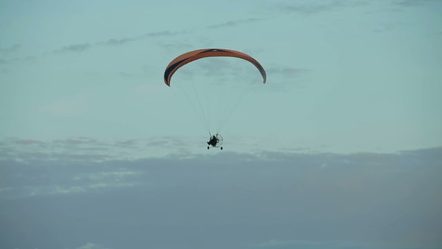 Paramotor flying in the air