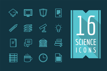 Education vector icons set. Science, students or school and