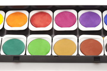 Water color palettes isolated on white background 