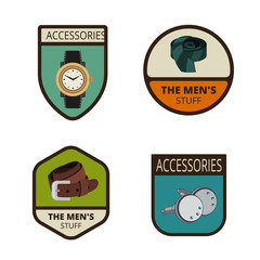 Men's accessories Vintage Labels vector icon design collection.
