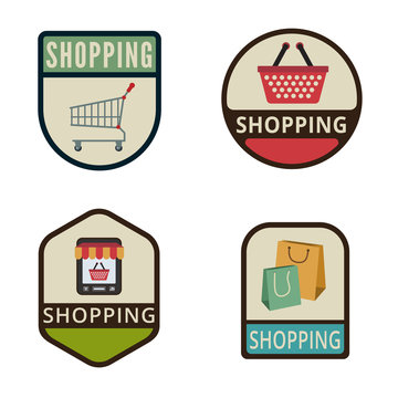Shopping Vintage Labels vector icon design collection. Cart, Bag