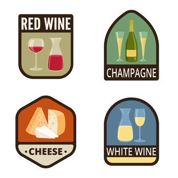 Wine Vintage Labels vector icon design collection. Champagne