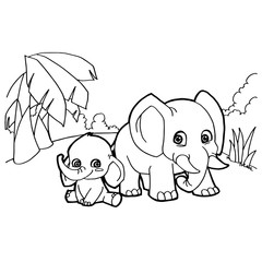 elephant cartoon coloring pages vector
