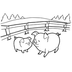 pig cartoon coloring pages vector
