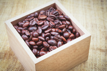 Coffee Beans with filter effect retro vintage style