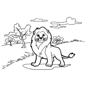 lion cartoon coloring pages vector
