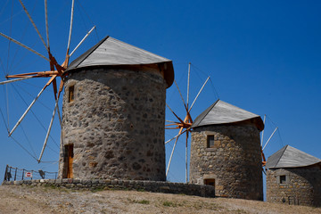 Windmills on Patmos Island Greece