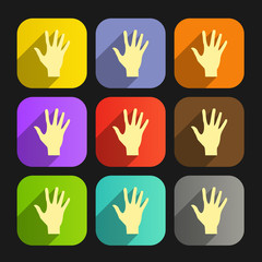 Fototapeta premium Set of vector flat icon hands eps