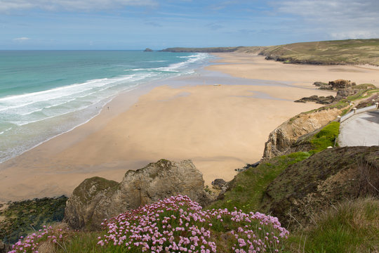 Fototapeta Perranporth beach North Cornwall England UK 