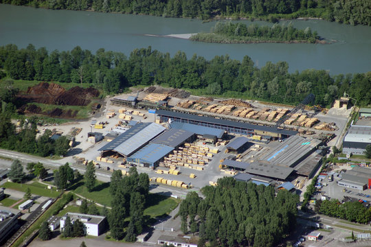 Aerial View of Sawmill