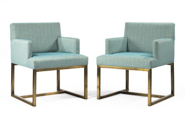 1960 -70's style chairs square design with blue upholstery