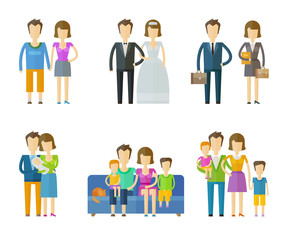 people, folk vector logo design template. wedding, family