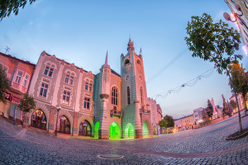 Obraz premium Evening view of the town hall Mukachevo