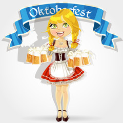 Pretty girl in traditional costume Oktoberfest