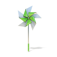 Pinwheel toy, five sided. 3D render illustration isolated on white background