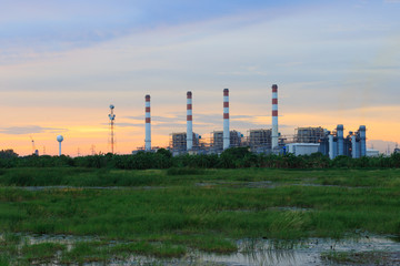 Fototapeta na wymiar Powerplant during twilight time,Thailand