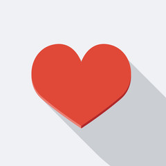 Red Heart Icon. Flat Vector Icon With Long Shadow Design Collect