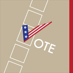 Vote Sign as USA Flag With Checkbox. Presidential Election Vecto