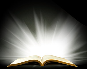  open book with a beautiful light