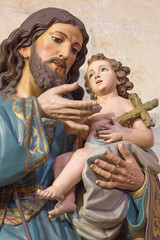 GRANADA, SPAIN - MAY 29, 2015: The St. Joseph carved statue in Basilica San Juan de Dios.
