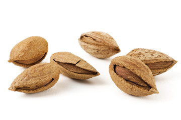 sweet almonds in shell isolated