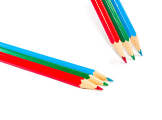 colored pencils on white background