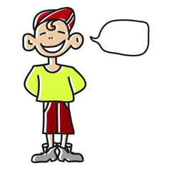 Cartoon happy boy with speech bubble