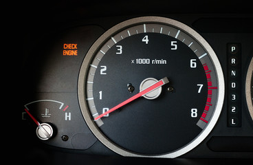 Fototapeta premium Check engine light on - Dashboard warning light