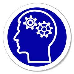 Vector icon - thinking, intelligence, problems, gears in head.