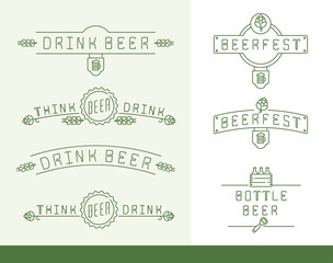 Vector linear beer restaurant and bar or beer festival logos and