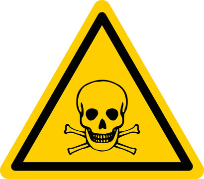Vector danger sign with skull and bones