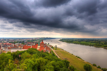 Fototapeta na wymiar Panorama of Grudziadz at Vistula river, Poland