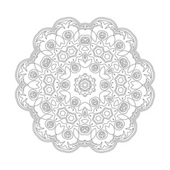 Ornament black white card with mandala.