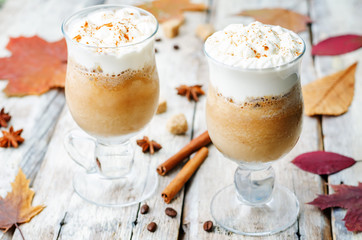 pumpkin spice frappuccino with whipped cream