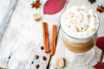 pumpkin spice frappuccino with whipped cream