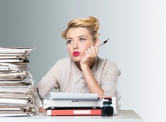 Fototapeta premium Desk, document, old fashioned.