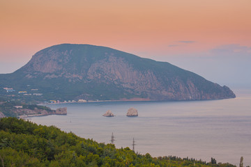 Gurzuf and Ayu Dag mountain. Crimea.