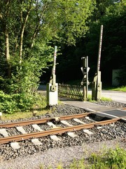 Bahnübergang am Bahnhof Wrexen bei Warburg Scherfede und Diemelstadt im Kreis Waldeck-Frankenberg...
