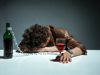 Young man passed out from alcohol 