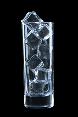 Empty glass with ice.