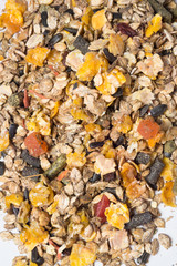  natural  muesli  background with fruites. for horse.